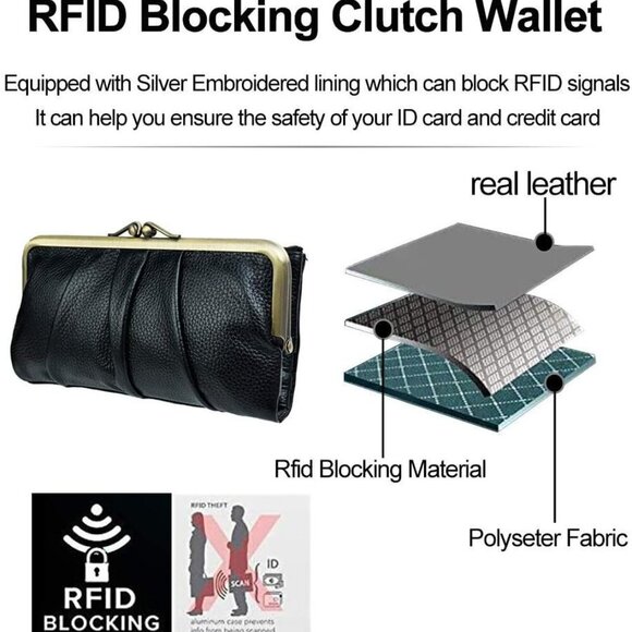 Soft Leather Wallets for Women Compact Bifold RFID Clutch Wallet Ladies Coin Pur - Picture 6 of 8